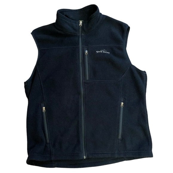 Eddie Bauer Black Fleece Vest Zip Up Men’s XL Cozy Casual Outdoor Autumn Fishing - Picture 6 of 14